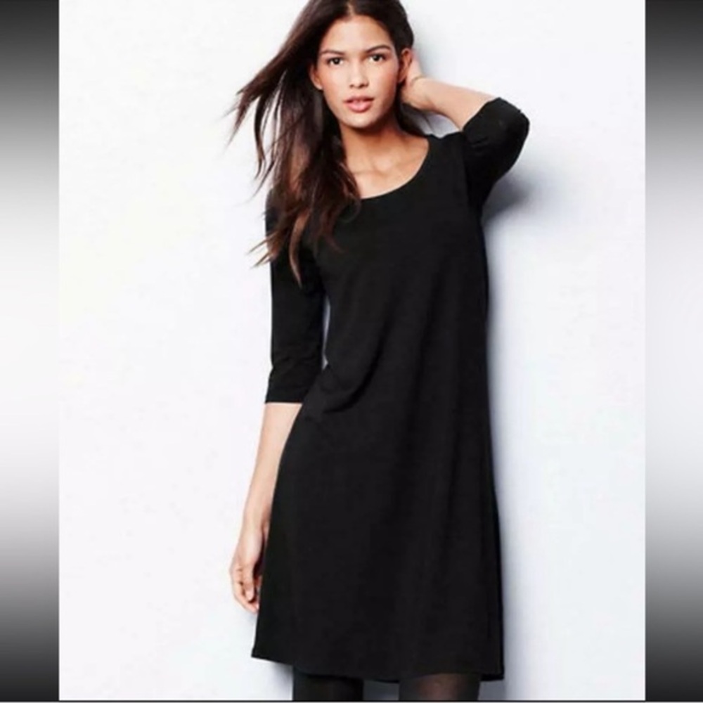 Eileen Fisher Black Viscose Stretch Tunic Dress Medium